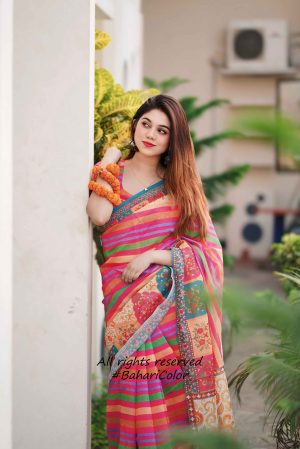 প্রিমিয়াম চান্দেরি সিল্ক শাড়ি + ব্লাউজ পিচ (CS101)