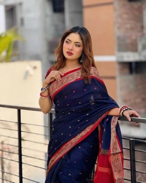 আলপনা দেশীয় মাসলাই সফট কটন সুতি শাড়ি - সুতার কাজের অনন্য সৌন্দর্য! (কোড: 604)