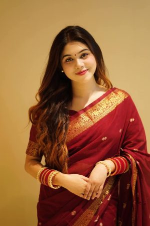আলপনা দেশীয় সফট কটন সুতি শাড়ি - সুতার কাজের অনন্য সৌন্দর্য! (কোড: 602)