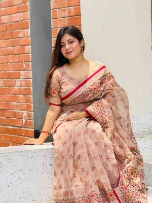 প্রিমিয়াম বুটিক শাড়ি,এম্বয়ডারী এবং সুতার কাজ করা সাথে রানিং ব্লাউস পিস থাকবে (Code PBS001)