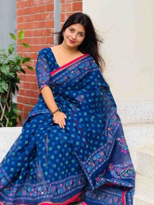 প্রিমিয়াম বুটিক শাড়ি, এম্বয়ডারী এবং সুতার কাজ করা সাথে রানিং ব্লাউস পিস থাকবে (Code PBS204)