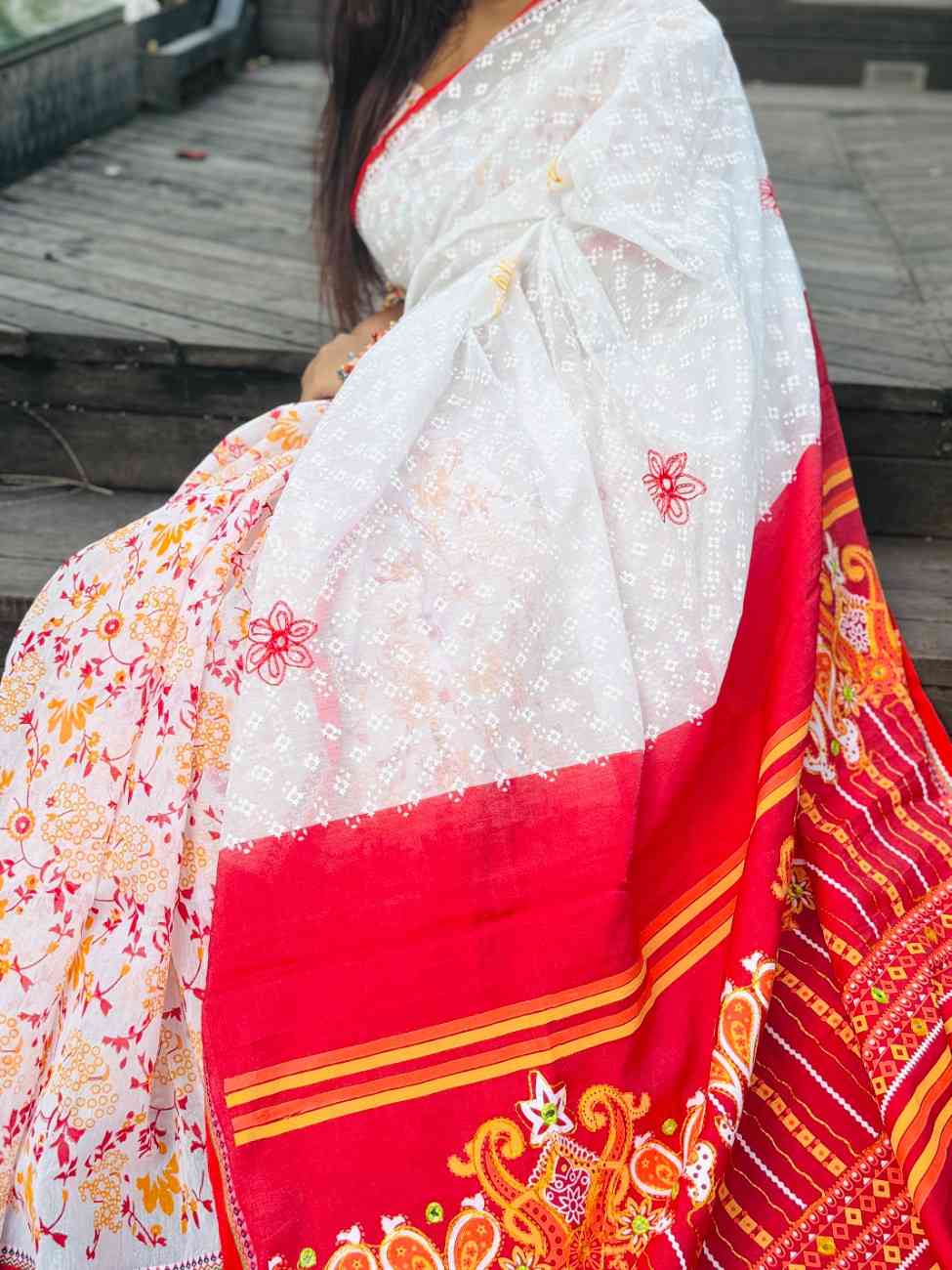 Bahari Color Emboidary Boutique Saree Code 2084