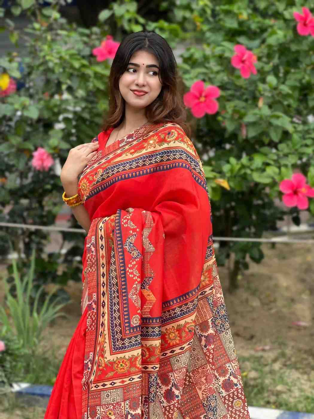 ডিজিটাল প্রিন্টেড সফট সিল্ক শাড়ি – (কোড 58)