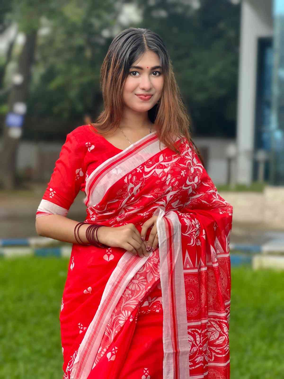 ডিজিটাল প্রিন্টেড সফট সিল্ক শাড়ি – (কোড 59)