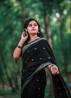 আলপনা দেশীয় সফট কটন সুতি শাড়ি - সুতার কাজের অনন্য সৌন্দর্য! (কোড: 609)
