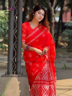 ডিজিটাল প্রিন্টেড সফট সিল্ক শাড়ি – (কোড 62)
