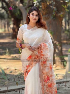 ডিজিটাল প্রিন্টেড সফট সিল্ক শাড়ি – (কোড 63)