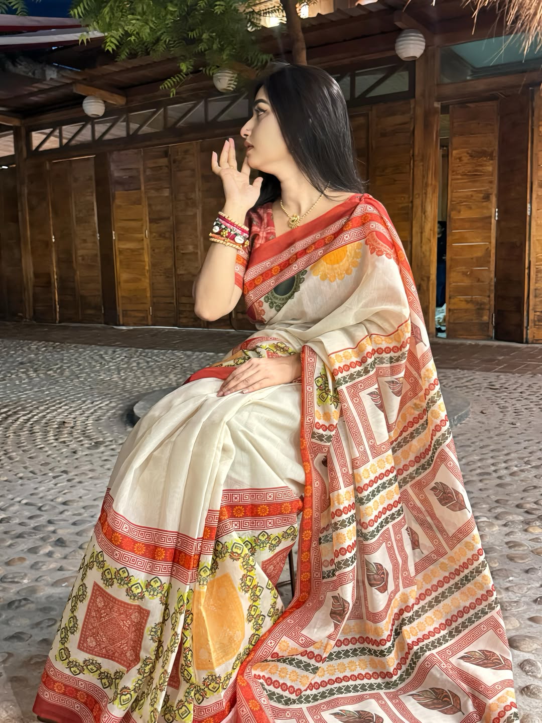 ডিজিটাল প্রিন্টেড সফট সিল্ক শাড়ি – (কোড 66) (Copy) - Image 3