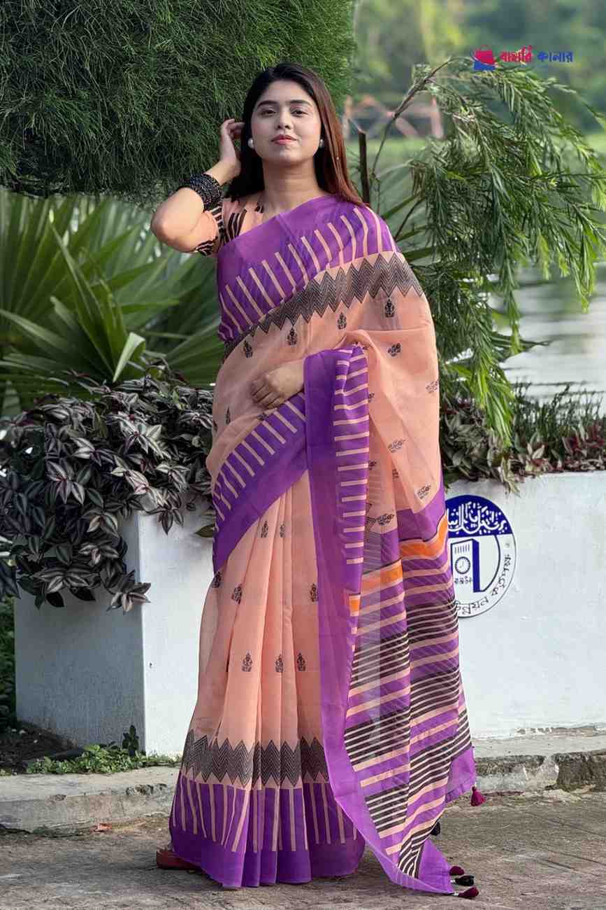 ডিজিটাল প্রিন্টেড সফট সিল্ক শাড়ি – (কোড 65) - Image 2
