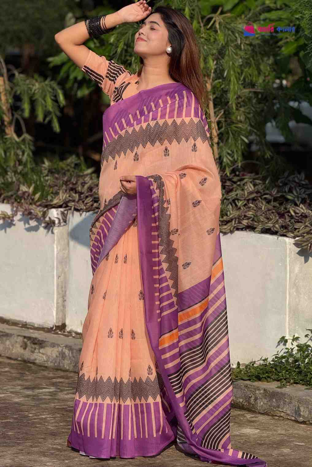 ডিজিটাল প্রিন্টেড সফট সিল্ক শাড়ি – (কোড 65) - Image 3