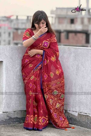 প্রিমিয়াম এমব্রয়ডারি বুটিক শাড়ি – সম্পূর্ণ সুতার কাজ করা সাথে রানিং ব্লাউস পিস থাকবে (কোড - 41)
